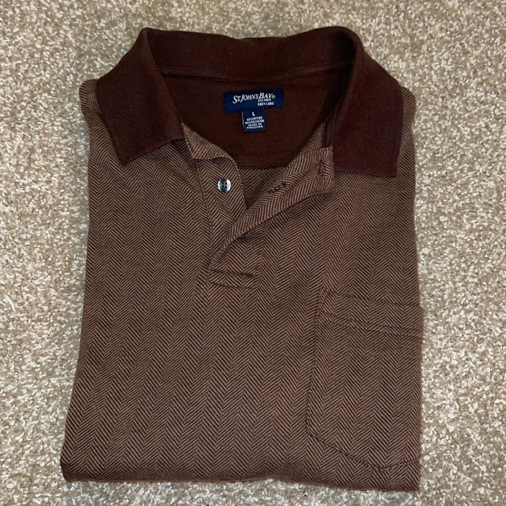Men’s St. John’s Bay long sleeve brown polo